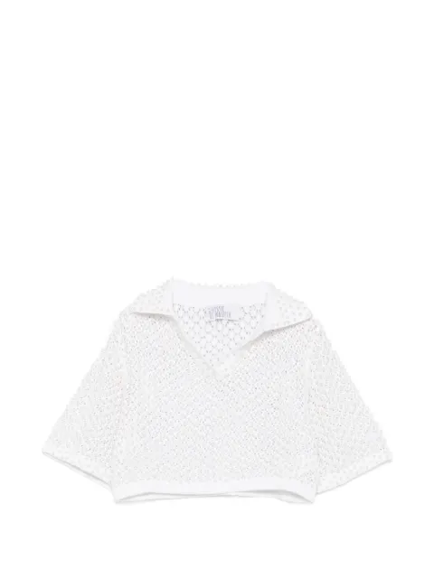 Giuseppe Di Morabito faux-pearl embellished open-knit top White 06SSKNT39916602