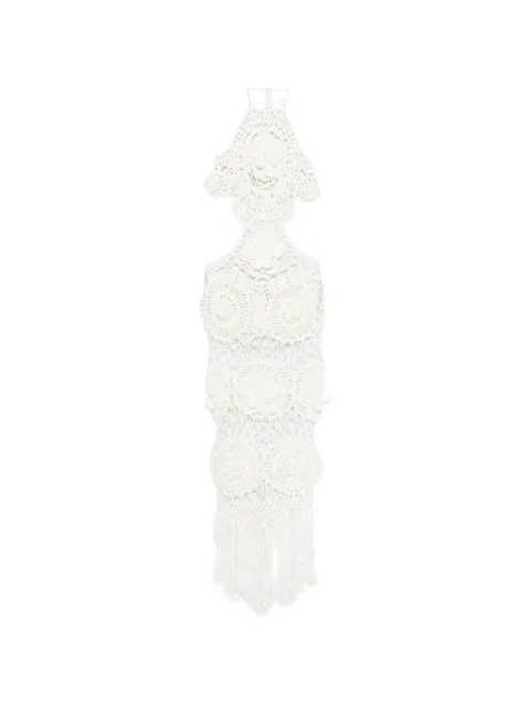 Giuseppe Di Morabito floral-appliqué crochet-knit maxi dress White 06SSDR91716600