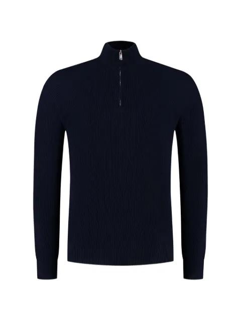 Fedeli half-zip ribbed-knit sweater Blue MU0D5883828
