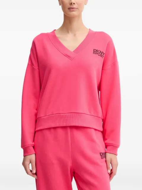 DKNY logo-embellished V-neck sweater Pink DP5T1279