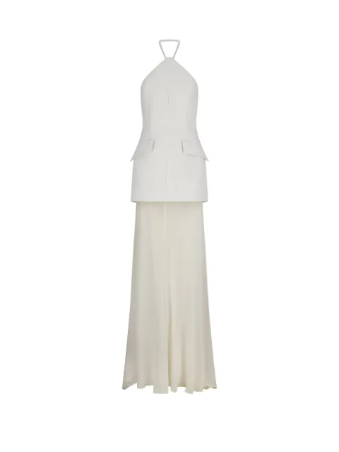Sportmax halterneck flap-pocket maxi dress White 2612231012600