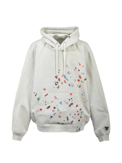 Maison MIHARA YASUHIRO sticker-print stud-embellished hoodie White J16HD731WHT