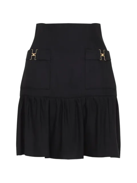 Elisabetta Franchi linen-blend skirt with jewel details Black GO18662E2