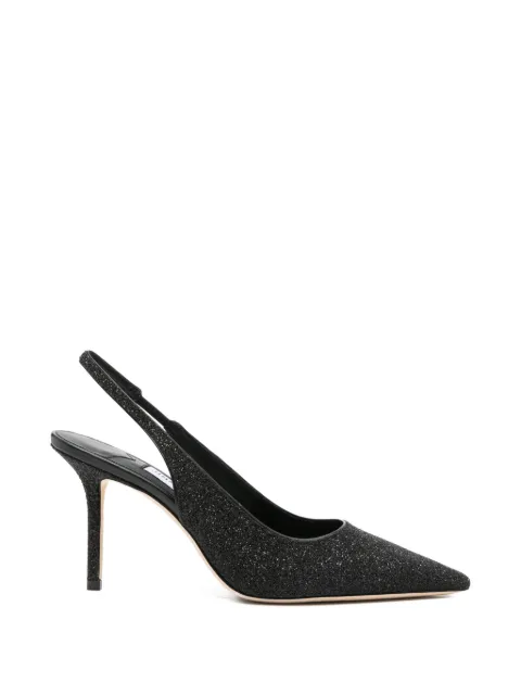 Jimmy Choo Love pointed glitter slingback pumps Black LOVESB85CQI