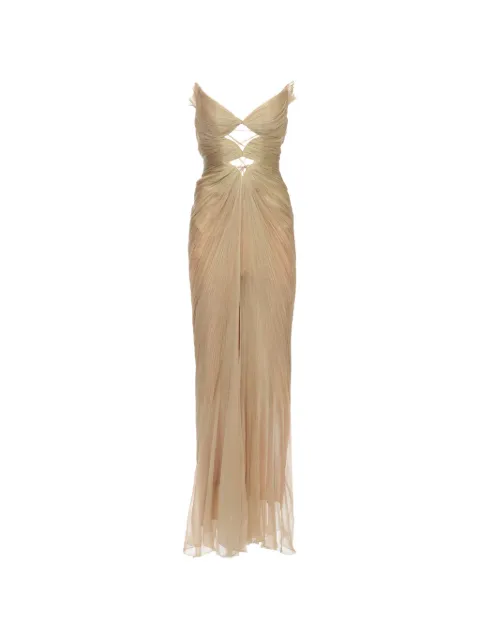 Maria Lucia Hohan plissé-effect cut-out dress Gold PS26003CARMENBUTTERFLYWING