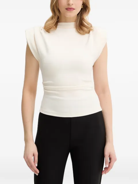 Silvian Heach padded-shoulder ruched-waist top White GPP26508TO