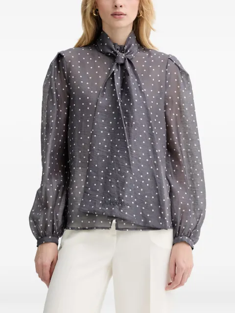 Silvian Heach Tiniz polka-dot pussy-bow blouse Grey GPP26235BL