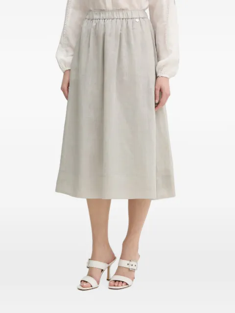 Silvian Heach Shipo elasticated-waist logo-plaque midi skirt Grey GPP26443GO