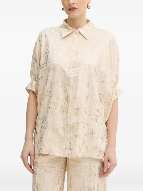 Silvian Heach Silia luminous-effect buttoned shirt Neutrals GPP26054CA