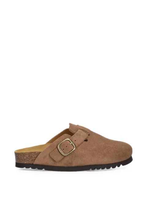 Scholl buckle-fastening suede clogs Brown F321981062