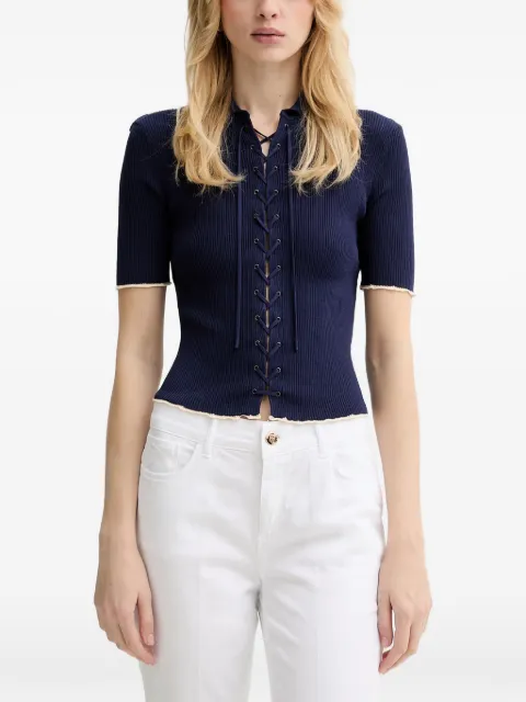 Silvian Heach Talor lace-up short-sleeve top Blue GPP26173MA