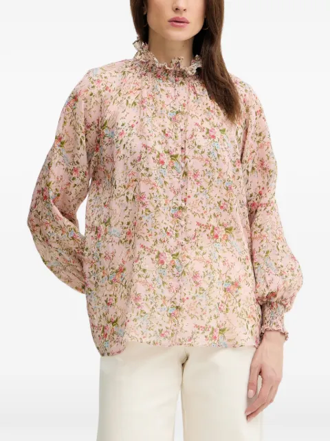 Silvian Heach Sparta floral-print ruffled shirt Pink GPP26363BL