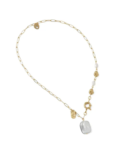 Sessùn Choya pearl-embellished hammered-effect necklace Gold 25204017