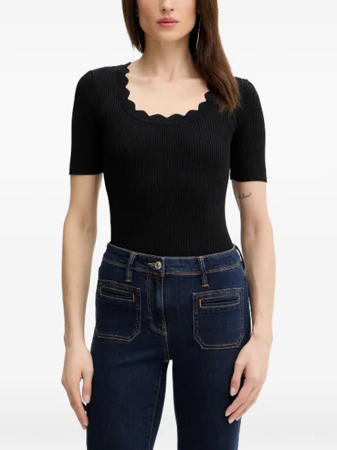 Silvian Heach Uldrik ribbed-knit short-sleeve T-shirt Black GPP26392MA