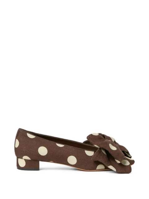 Loeffler Randall Noa bow polka dot ballet flats Brown NOALINBCPLK