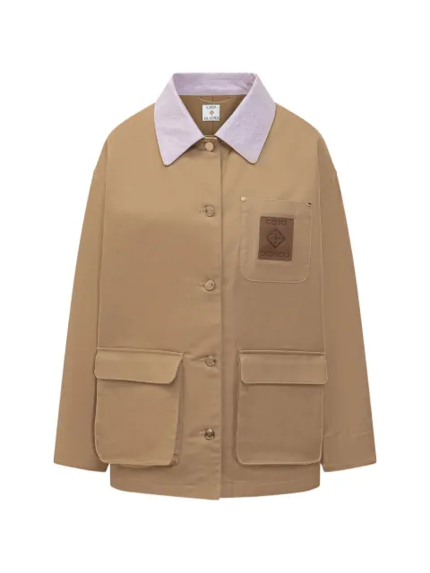 Casablanca leather-collar patch-pocket jacket Neutrals WSS26JK49401