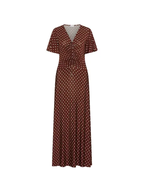 Marella dotted V-neck midi dress Brown 2613621054200