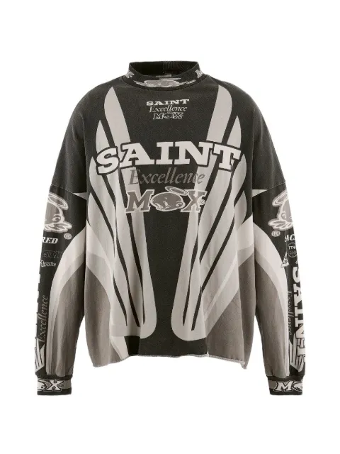 SAINT MXXXXXX graphic-print long-sleeve T-shirt Grey SMMK80000029