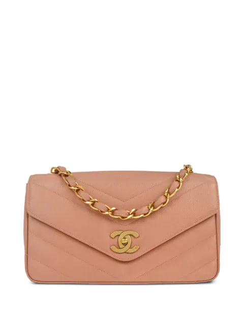 CHANEL Pre-Owned 1995 Chevron leather shoulder bag Pink 145204