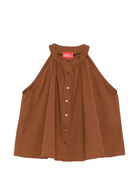 Merci button halterneck top Brown TOM039
