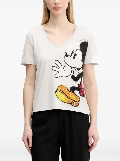 Desigual graphic-print V-neck T-shirt Neutrals 25SWTKAG