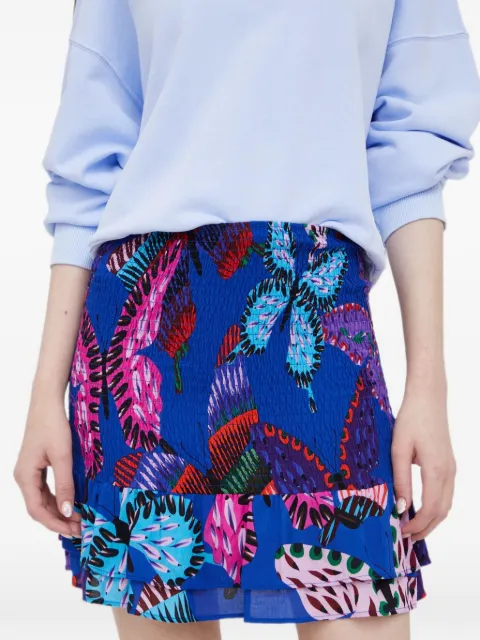 Desigual butterfly-print ruffled mini skirt Blue 22SWMW29