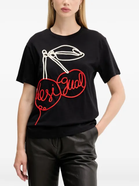 Desigual cherry-embroidered T-shirt Black 25WWTK51