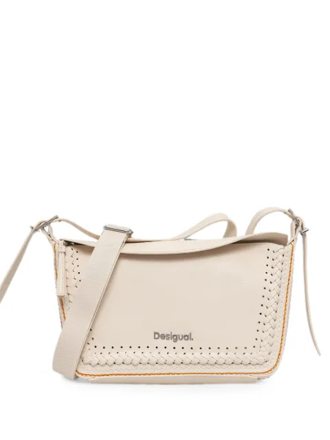 Desigual braided-detail contrast-stitch shoulder bag White 25SAXP52