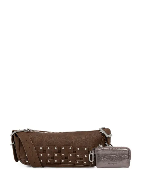 Desigual embossed studded shoulder bag Brown 25WAXPBO