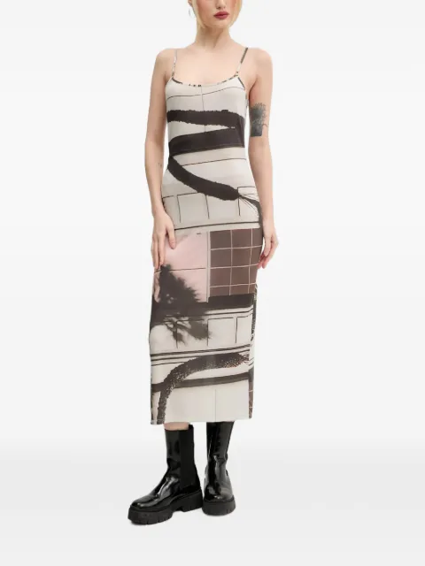 Desigual graphic-print midi dress Neutrals 25SWVK56