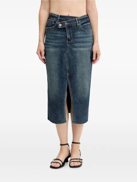 Desigual twisted panelled midi denim skirt Blue 25WWFD03