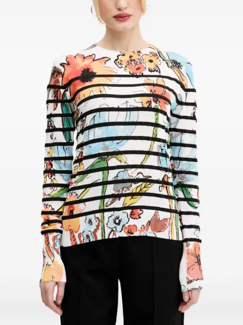 Desigual floral-print striped sweater White 25SWJF21