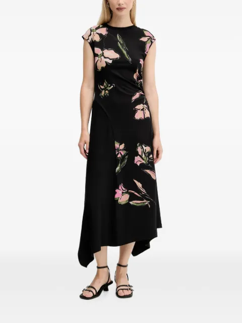 Desigual floral gathered midi dress Black 25WWVK12