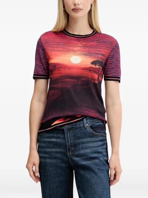 Desigual sunset-print T-shirt Red 25WWTF05