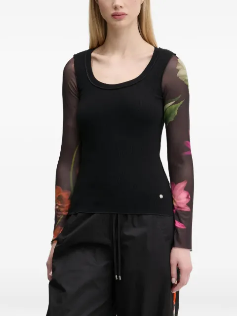 Desigual floral-print long-sleeve T-shirt Black 25SWTK93