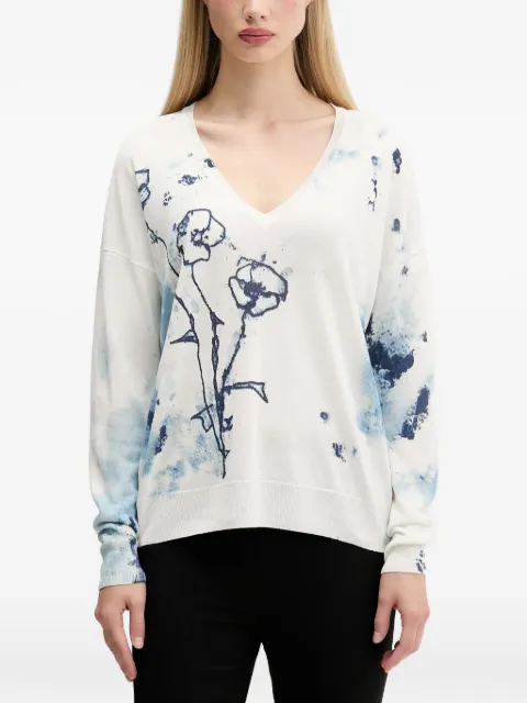 Desigual Helsinki V-neck sweater White 25SWJF33