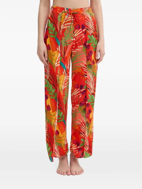 Desigual tropical-print wide-leg trousers Red 25SWMW01