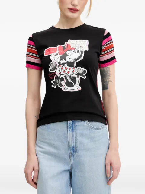 Desigual Minnie Mouse™ striped-sleeve T-shirt Black 25SWTK39