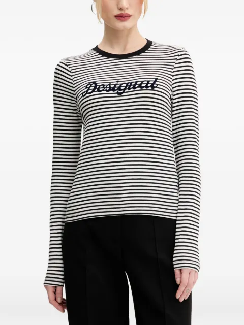 Desigual striped logo-print T-shirt White 25SWTK85