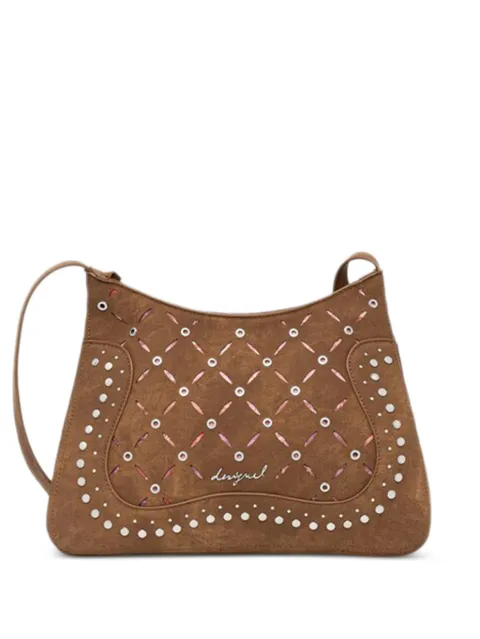 Desigual cutout studded crossbody bag Brown 25WAXPB4