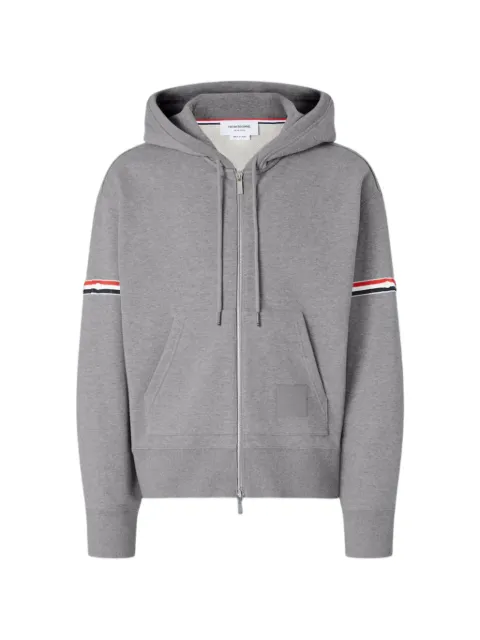 Thom Browne loopback jersey armband relaxed zip-up hoodie Grey MJT576A03037