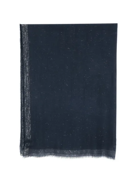 Faliero Sarti glitter-effect frayed scarf Blue E260487