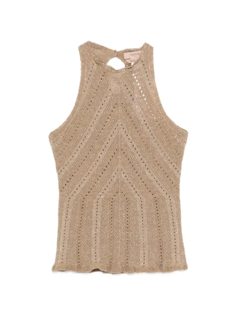 TWINSET linen knit top with lurex Gold 261TT3210