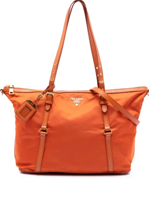Prada Pre-Owned 2010-2016 Saffiano Trimmed Tessuto satchel Orange QUX26E1HQLR9ELU5