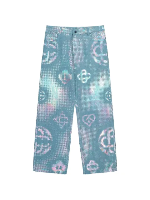 Casablanca pearlescent monogram baggy jeans Blue MSS26TR42401