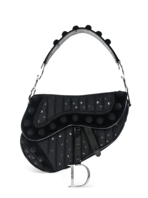 Christian Dior Pre-Owned 2002 Saddle beaded-embelishments shoulder bag Black 126020