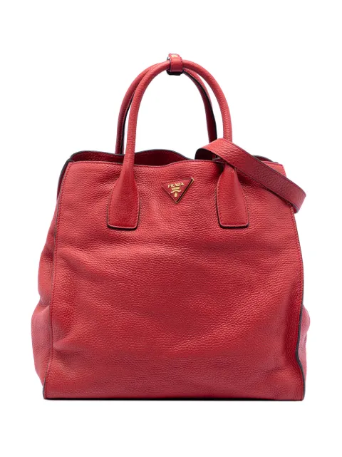 Prada Pre-Owned 2015-2026 Vitello Daino Open Convertible Tote satchel Red SYPXC7EX5U966R4N