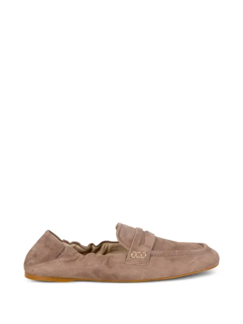 GUGLIELMO ROTTA gathered suede sandals Brown SATINCAMOSCIO