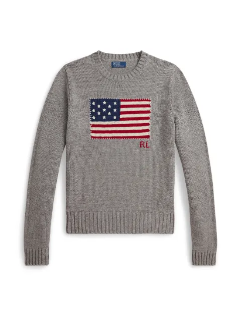 Polo Ralph Lauren flag cotton crewneck jumper Grey 211B28830002