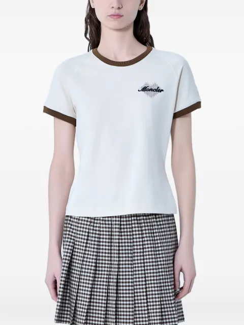 Moncler embroidered heart-motif T-shirt Neutrals L10938C000158790F